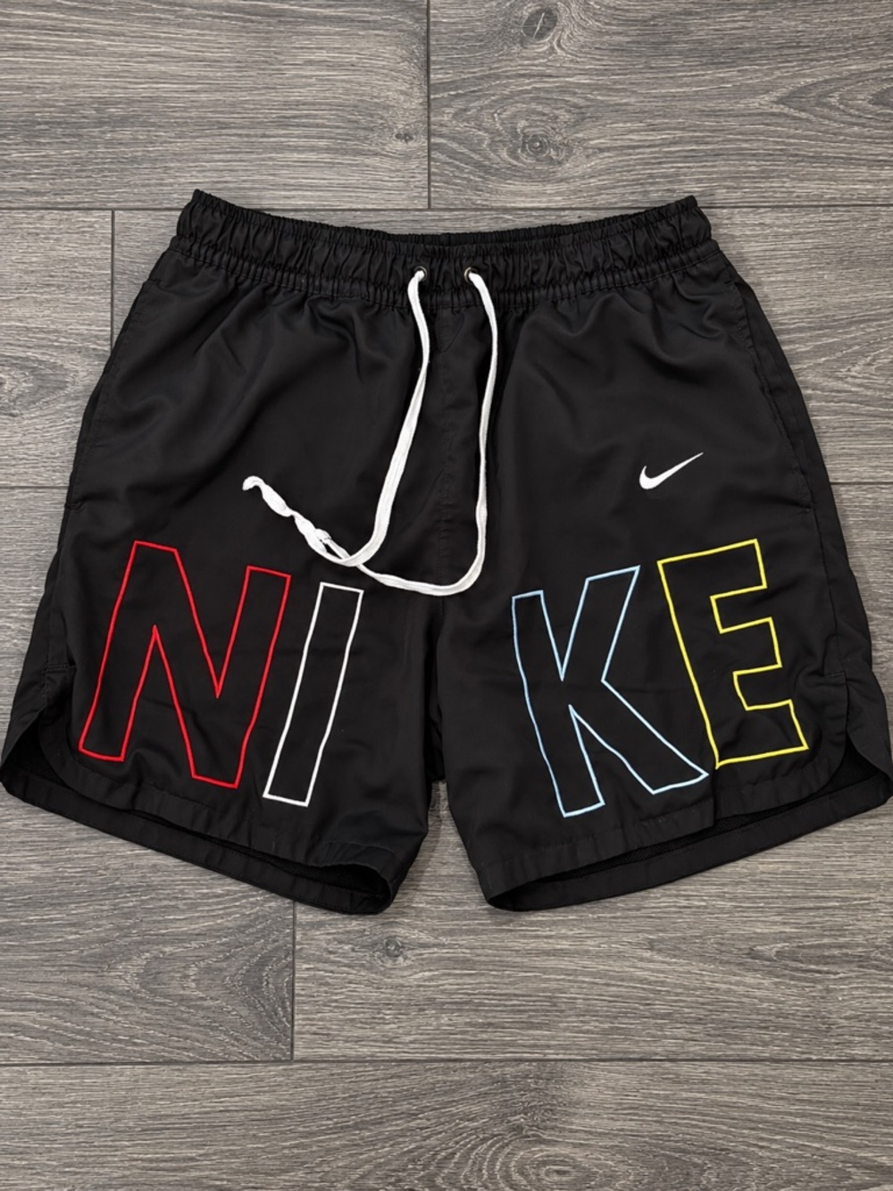 Nike Black Colorblock Logo Swim Shorts Men’s Drawstring